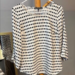Black and White Boxy 3/4 Sleeve Blouse Corpcore Girl Boss Business Casual